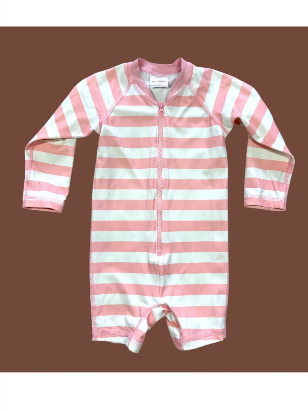 Hanna Andersson Pink White One Piece Rash Guard Shortie Swim Suit Size 2T